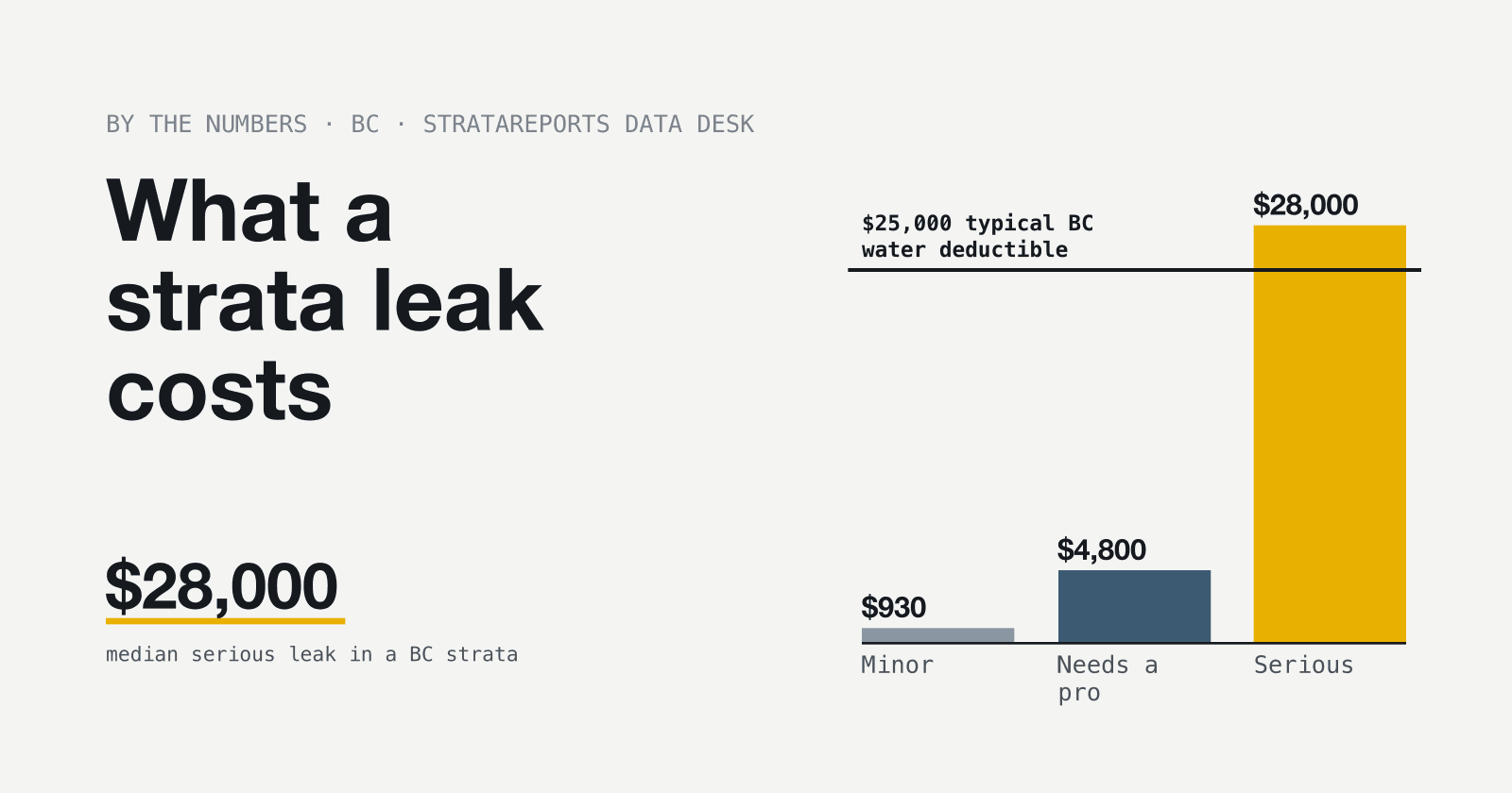 What a strata leak costs. StrataReports Data Desk cover image.